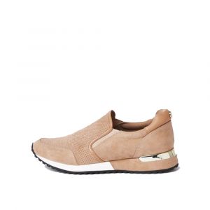 Beige faux suede runner trainers