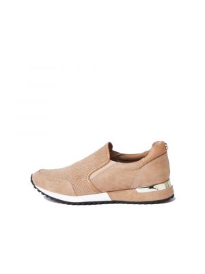 Beige faux suede runner trainers