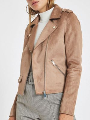 Light brown check suedette trench coat